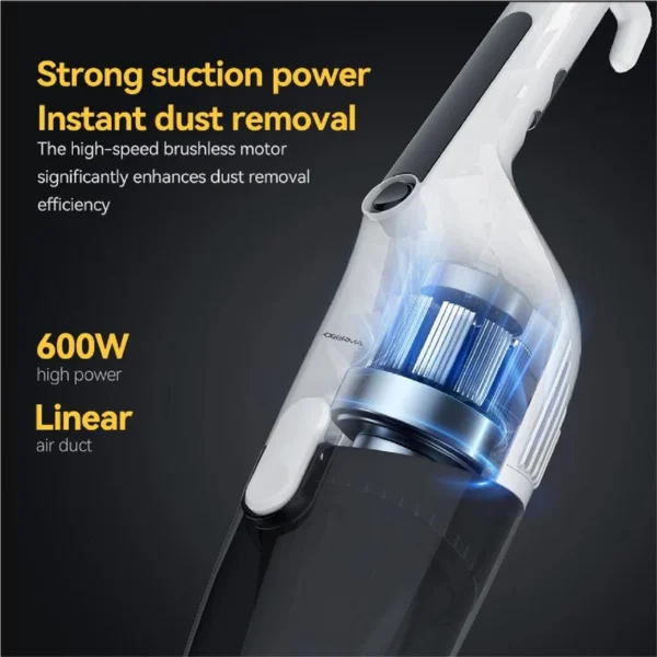 ⁦نظافة الفراغ المستقيمة Deerma DX120C ، 3 في 1 منظفات الفراغ المحمولة 600W 16000PA شفط قوي⁩ - الصورة ⁦4⁩