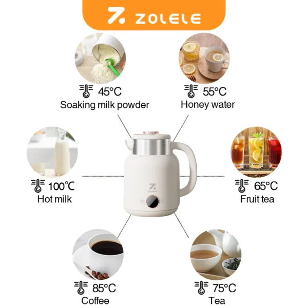 ⁦غلاية كهربائية ذكية لاسلكية من ZOLELE - أبيض⁩ - الصورة ⁦5⁩